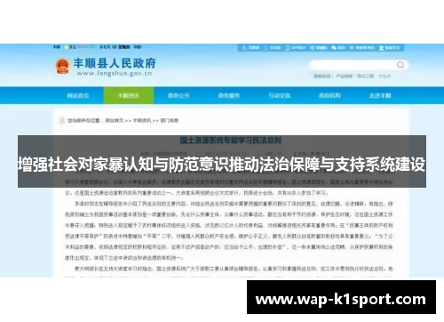增强社会对家暴认知与防范意识推动法治保障与支持系统建设